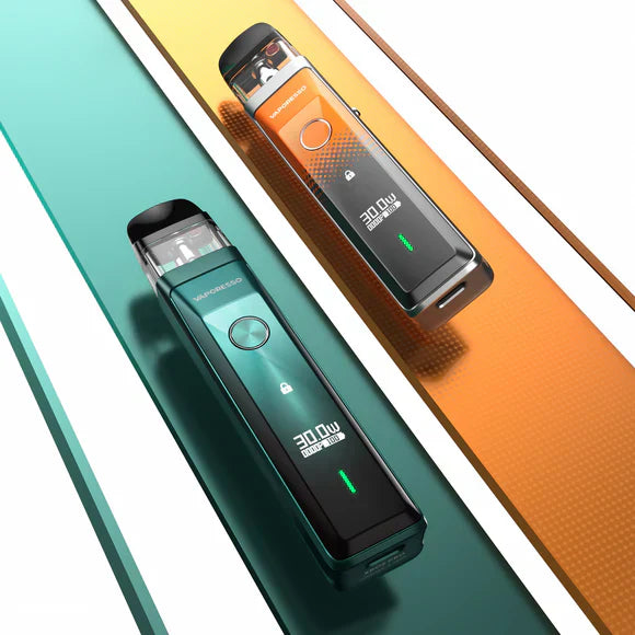 Vaporesso Xros Pro vape kits in vibrant colors on colorful backgrounds