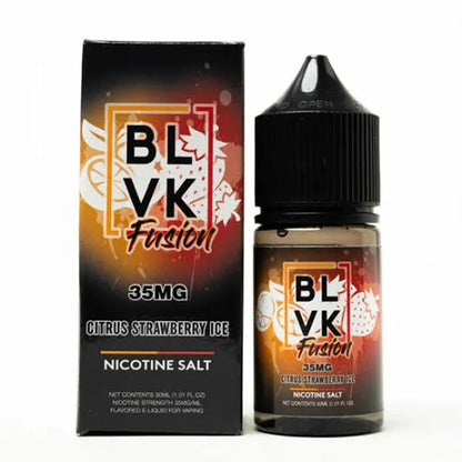 BLVK Nicotine Salt E-Liquid - 30ML Citrus Strawberry Ice flavor from Fusion series, combining fruity and icy notes with 35MG nicotine strength.
