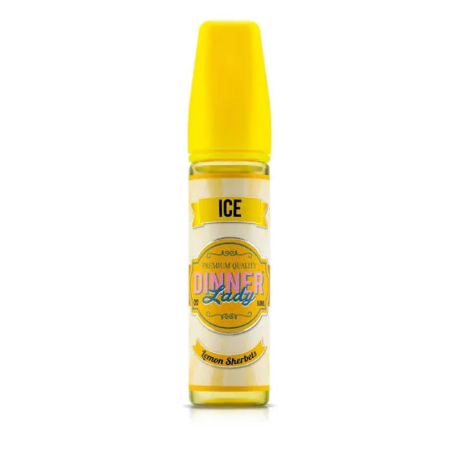 DINNER LADY E-LIQUID 60ML - Premium Vape Juice in Lemon Sherbets ICE flavor, a tangy citrus candy vape with a frosty finish.