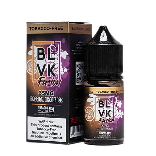 BLVK Nicotine Salt E-Liquid - 30ML Passion Grape Ice flavor, tobacco-free formula with 35MG strength, ideal for fruity icy vape enthusiasts.