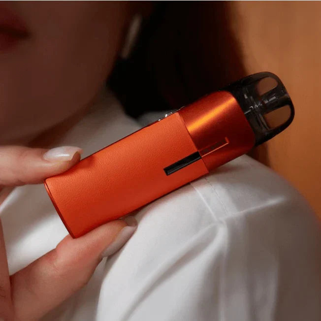 Orange Vaporesso Luxe Q2 Pod Vape Kit in hand