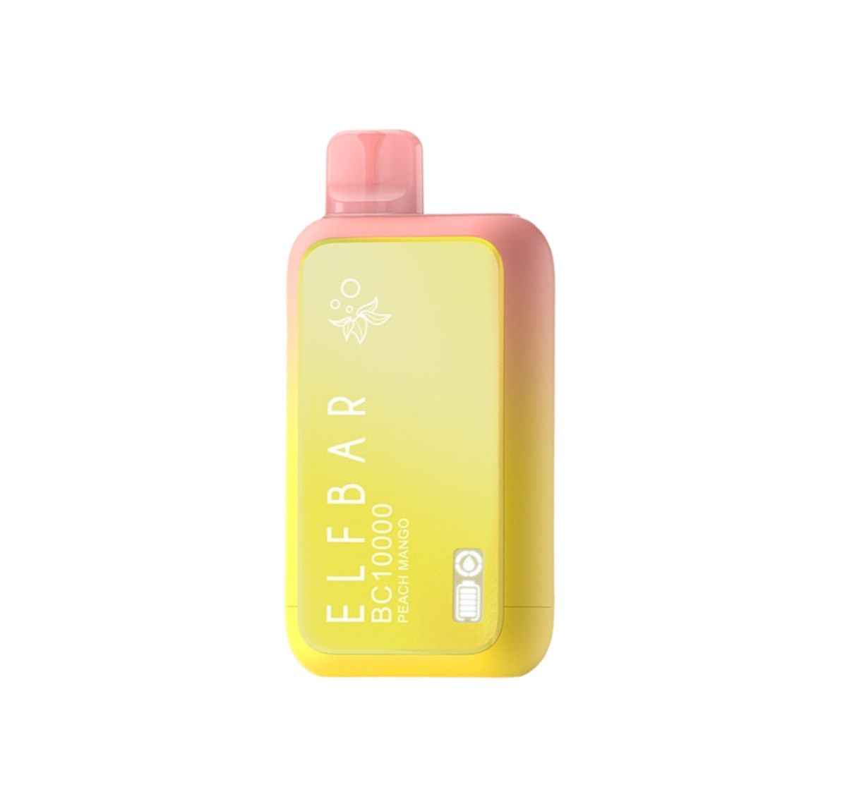 ELFBAR BC 10000 Peach Mango Vape in yellow-pink gradient, delivering 10000 puffs with a tropical peach and mango flavor blend.