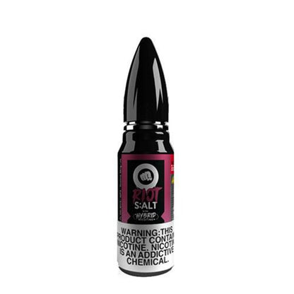 Riot S-ALT black nicotine salt bottle with warning label