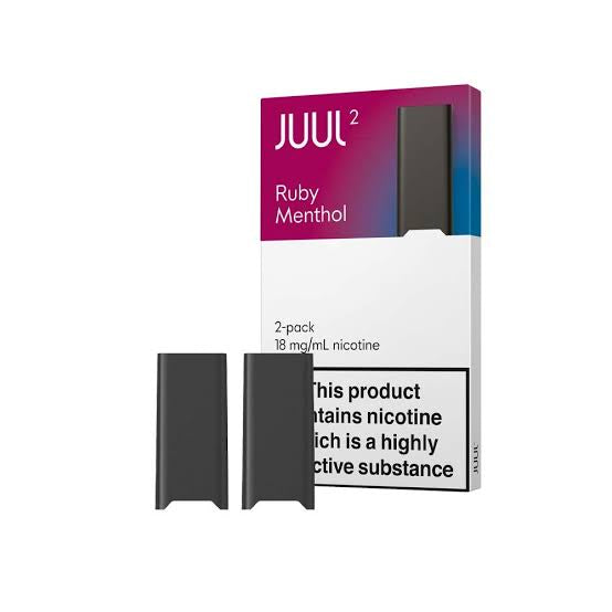 Ruby Menthol JUUL2 Pods packaging for JUUL2 devices