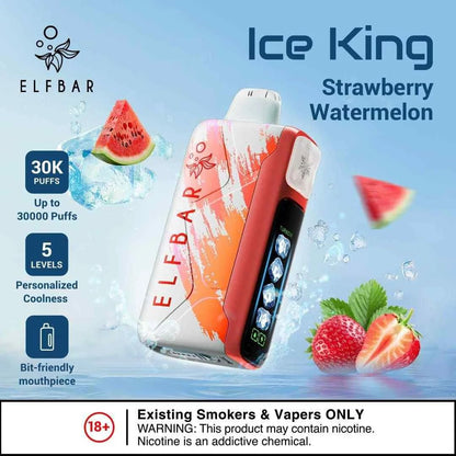 Elf Bar Ice King Vape 30000 Puffs disposable with strawberry watermelon flavor