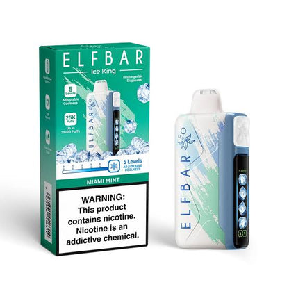 Elf Bar Ice King Vape 30000 Puffs disposable with mint flavor and icy design