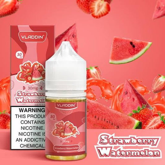 Vladdin Salt E-Juice 30ml - Nicotine Boost in Strawberry Watermelon flavor, ideal for smooth vaping with fruity freshness.