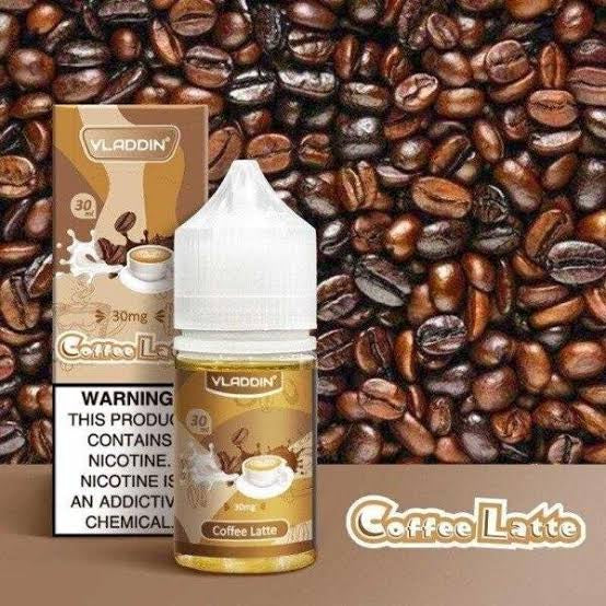 Vladdin Salt E-Juice 30ml - Nicotine Boost in Coffee Latte flavor, offering a rich and creamy coffee-inspired vape experience.