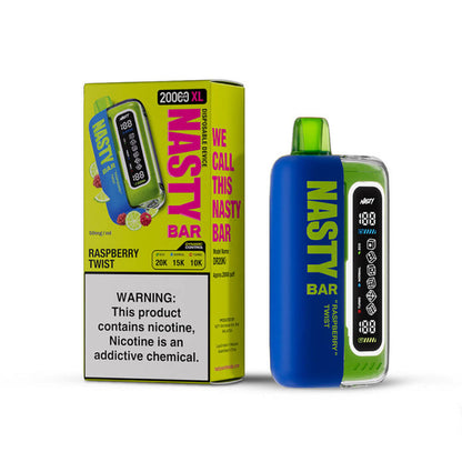 Nasty Bar 20000 Puff Vape XL with dragonfruit lemonade flavor and bright green background