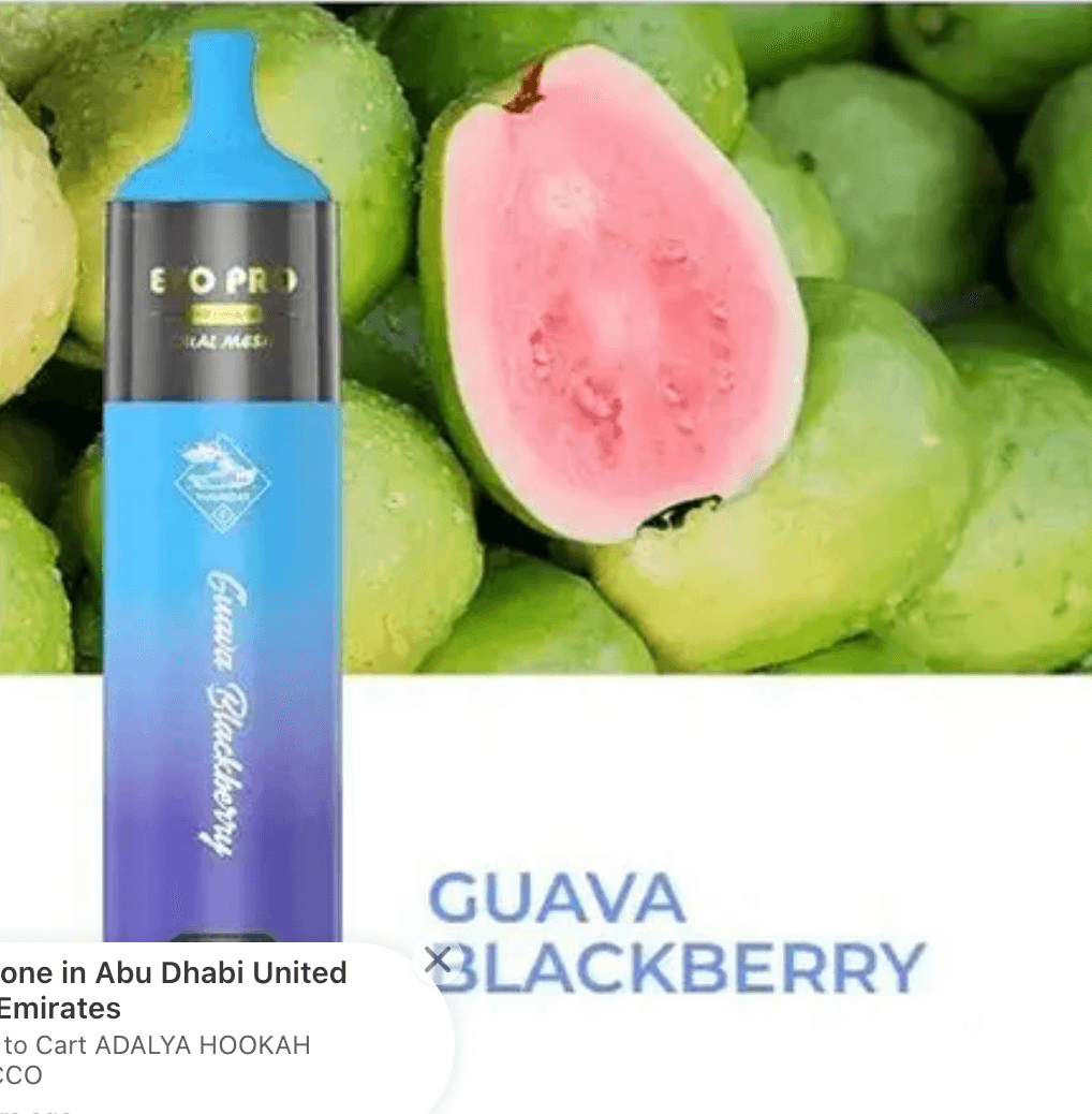 Tugboat Evo 15k Puffs vape in Guava Blackberry flavor with 850mAh battery, shown against fresh guava background. Ideal for long-lasting vaping.