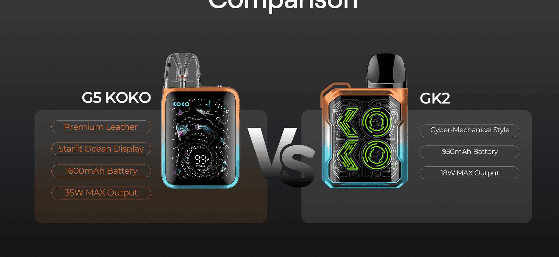 Caliburn G5 KOKO vape device with ocean display