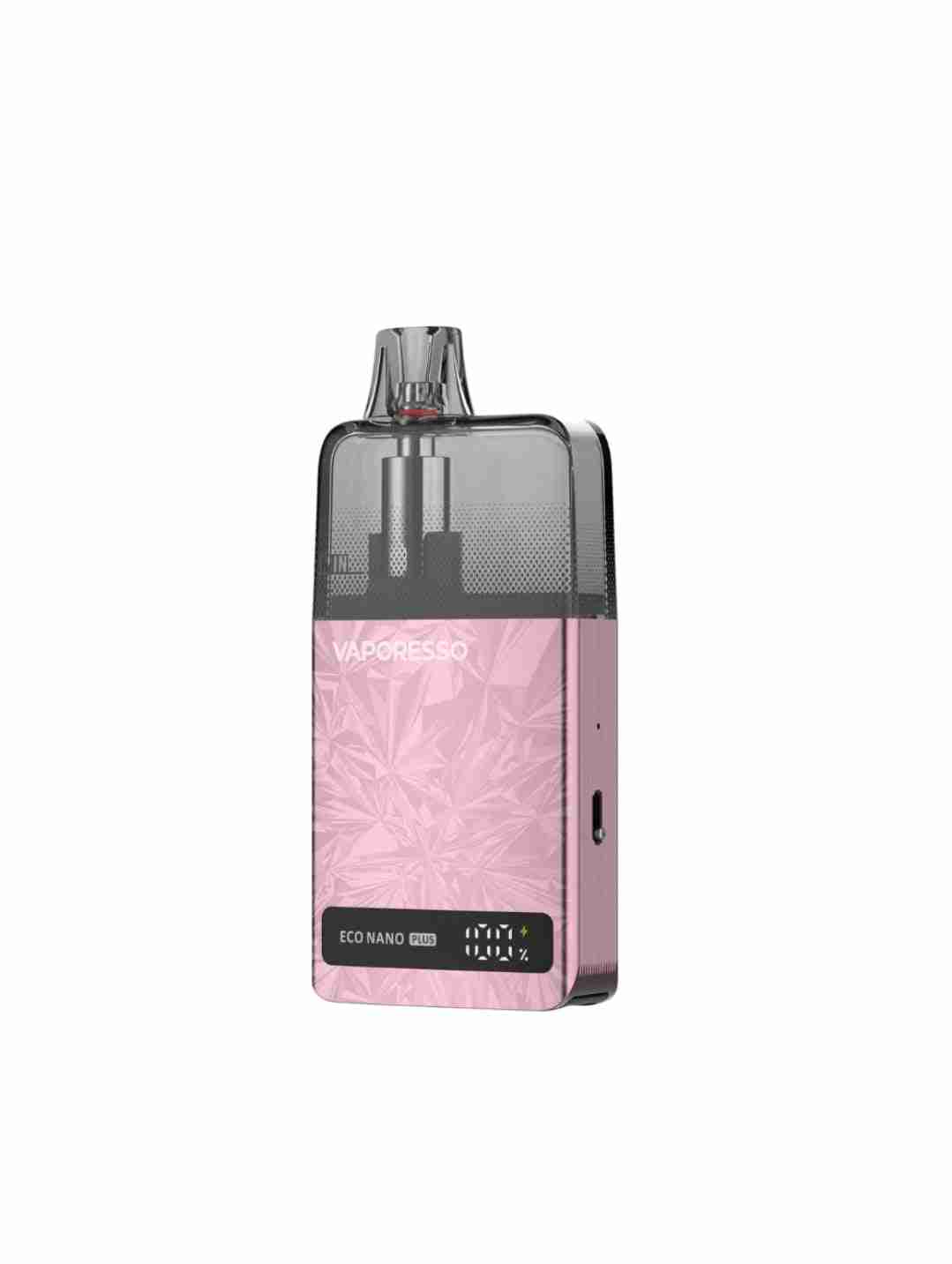 Vaporesso Eco Nano Plus device in pink, showcasing a stylish and compact design for convenient and efficient vaping.