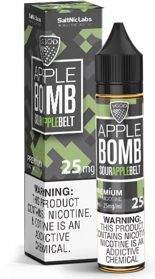 Apple Bomb Nic Salt e-liquid bottle with packaging