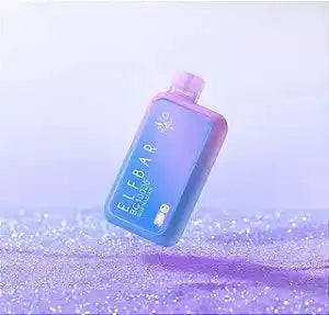 ELFBAR BC 10000 Grand Recharge Vape in purple-blue gradient on glittery surface, featuring 10000 puffs and sleek rechargeable design.