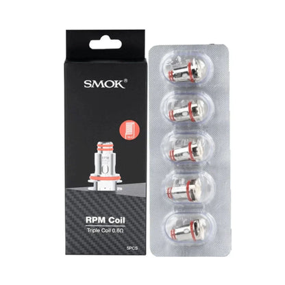 SMOK RPM Triple Coil 0.6ohm 5-pack for RPM40 devices, designed for rich flavor and consistent vaping performance. Compatible and rebuildable.